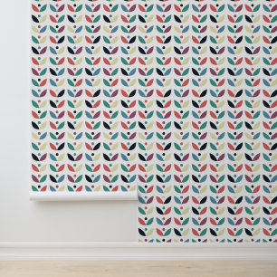 Folk Art Floral Geometric Pattern Wallpaper