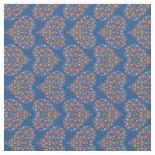 Folk Art Floral Hearts on Royal Blue Custom Fabric