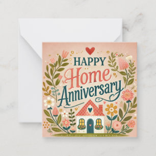 Folk Art Floral Home Anniversary Card