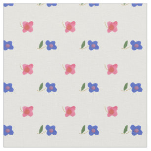 Folk Art Floral Mini-print on White Custom Fabric