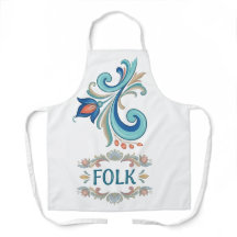 FOLK Art Floral Pattern Kitchen Apron