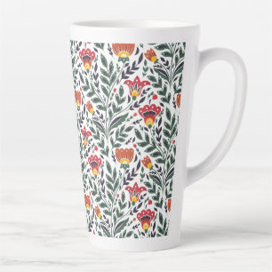 Folk art floral pattern latte mug
