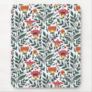 Folk art floral pattern mouse pad