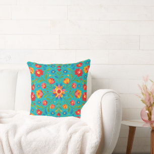 Folk art floral pillow