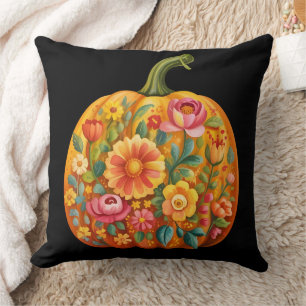 Folk Art Floral Pumpkin – Symmetric Cushion