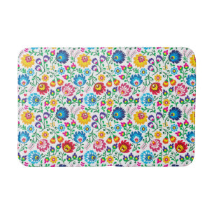 Folk Art Flower Pattern 2 Bath Mat
