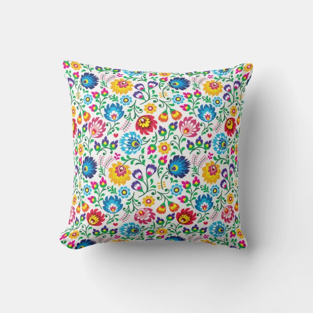 Folk Art Flower Pattern 2 Cushion (Front)