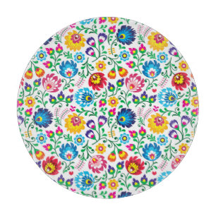 Folk Art Flower Pattern 2 Cutting Board