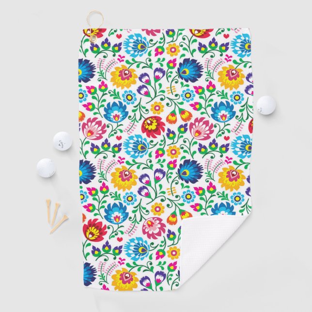 Folk Art Flower Pattern 2 Golf Towel (InSitu)