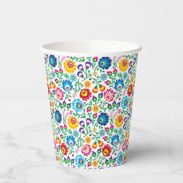 Folk Art Flower Pattern 2 Paper Cups (Left)