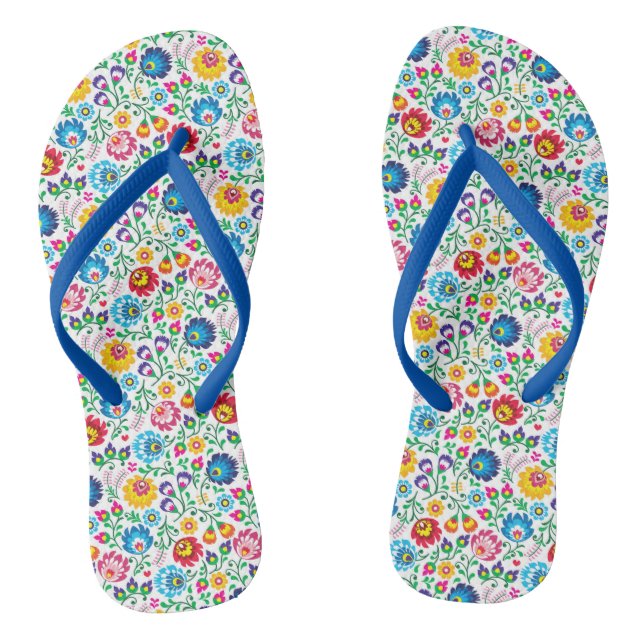 Folk Art Flower Pattern 2 Thongs (Footbed)