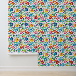Folk Art Flower Pattern 2 Wallpaper