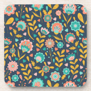 Folk Art Flower Pattern Coaster