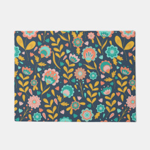 Folk Art Flower Pattern Doormat