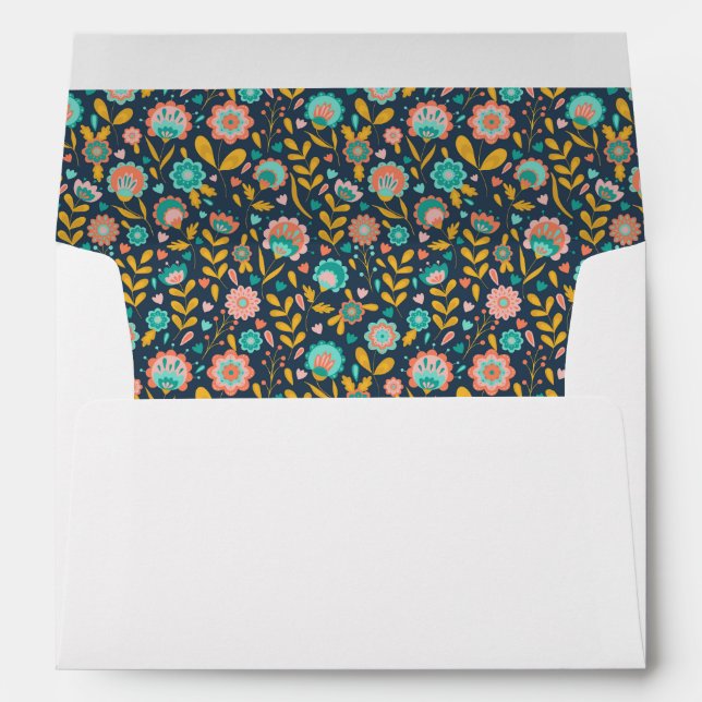 Folk Art Flower Pattern Envelope (Back (Bottom))