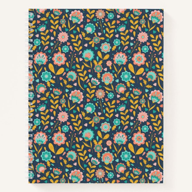 Folk Art Flower Pattern Notebook (Front)