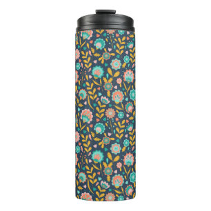 Folk Art Flower Pattern Thermal Tumbler