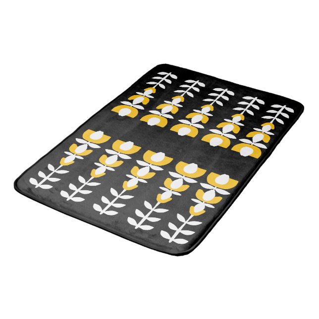 Folk Art Flowers Modern Simple Bath Mat (Angled)