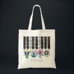 folk art flowers music name tote bag<br><div class="desc">music piano floral personalised name bag</div>