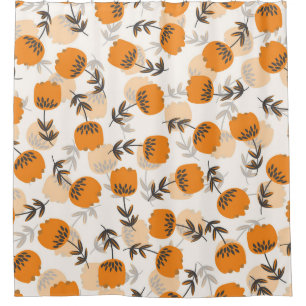 Folk Art Flowers Scandinavian Style Shower Curtain