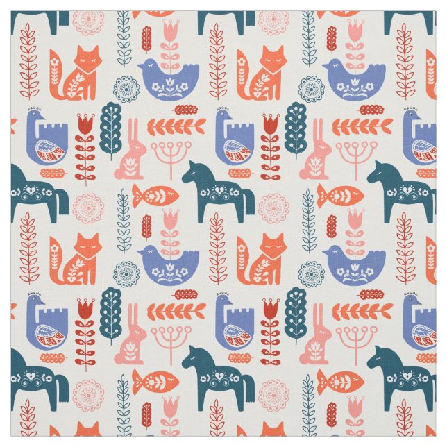 Folk Art Forest Animal Nursery Fabric (Swatch)