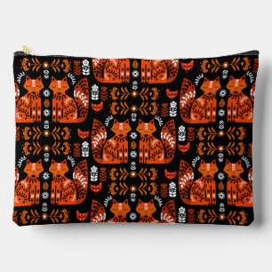 Folk Art Fox And Hen Accessory Pouch