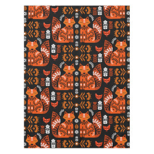 Folk Art Fox And Hen Tablecloth
