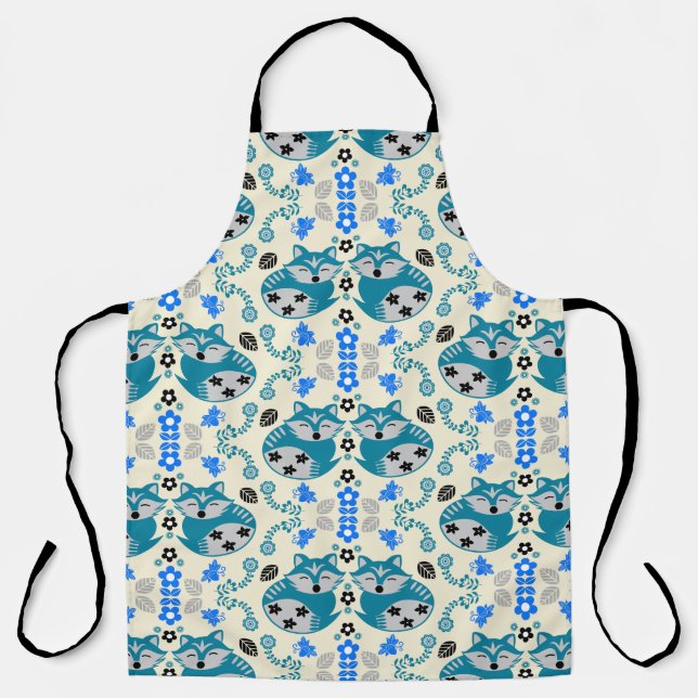Folk Art Fox Print Decor Apron (Front)