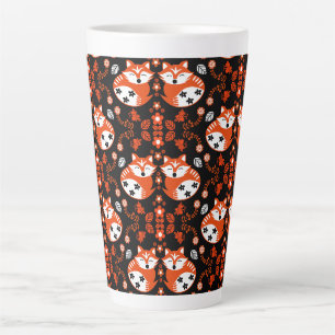 Folk Art Fox Print Decor Latte Mug