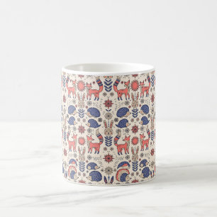 Folk Art Fox Rabbit Hedgehog Forest Coffee Mug
