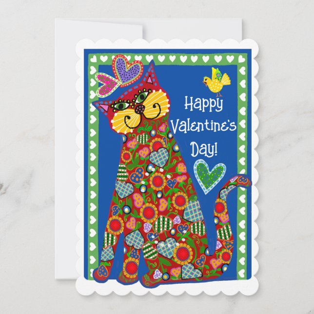 Folk Art From the Cat Valentine Flat Card (Front)