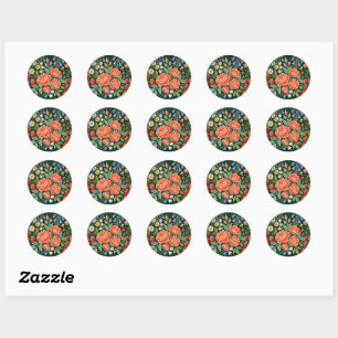 Folk Art Garden Scenery Classic Round Sticker