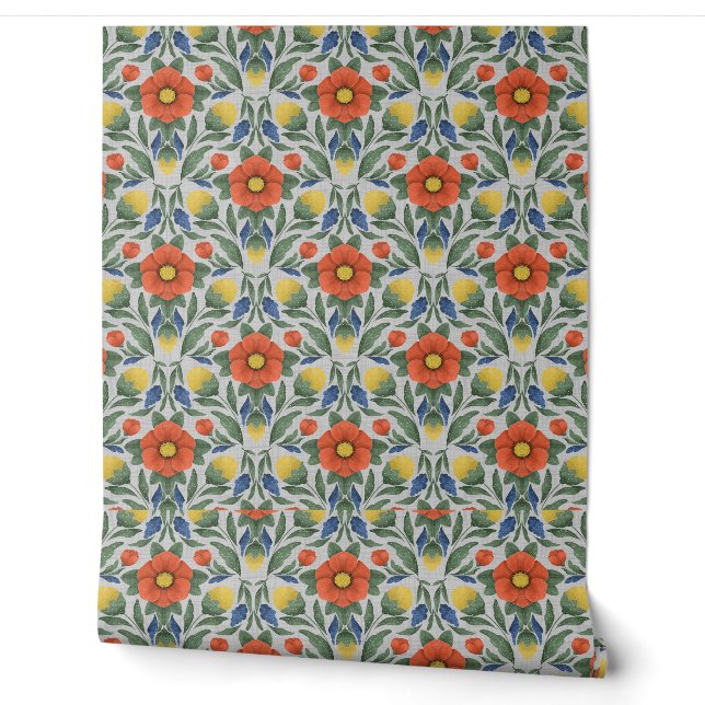 Folk Art Garden Wallpaper (Unrolling)