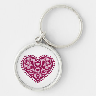 Folk Art Heart Key Ring