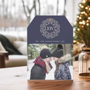 Folk Art Joy Holiday Photo Card