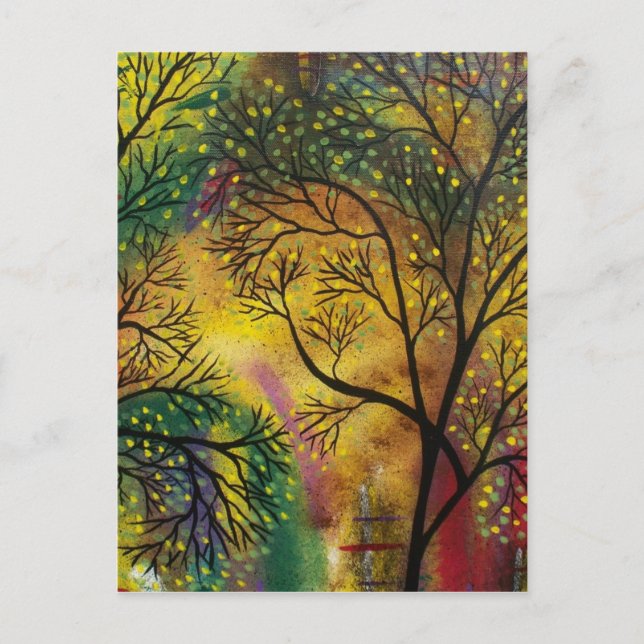 FOLK ART Light Behind The Trees BY LORI postcard (Front)