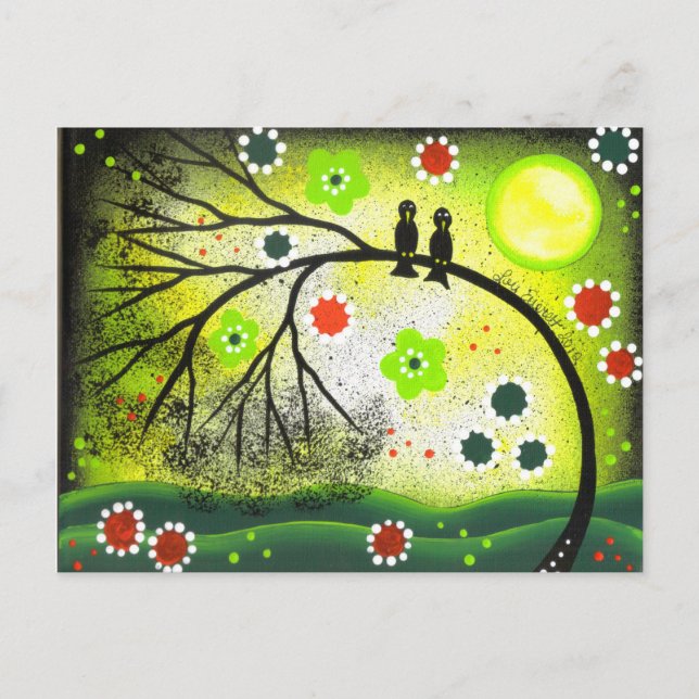 FOLK ART Love Birds BY LORI EVERETT postcard (Front)