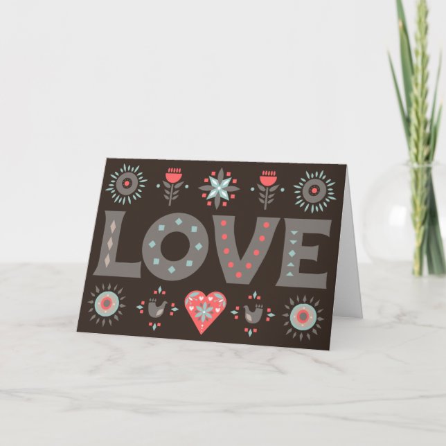Folk Art LOVE Custom Message Card (Front)