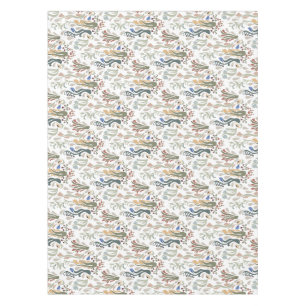 Folk Art Meadow & Blue Bird in Earth Tones Tablecloth