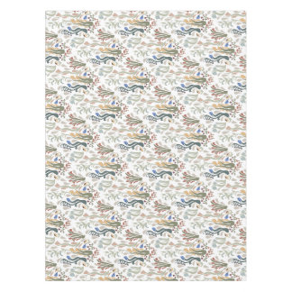 Folk Art Meadow & Blue Bird in Earth Tones Tablecloth
