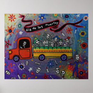 FOLK ART MEXICAN FIESTA PAINTING POSTER