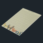 Folk Art Moths, Butterflies Lined Sage Green Notepad<br><div class="desc">This lined stationery or writing paper notepad is ready to be personalised with a name at the top. It features illustrations of moths in a folk art style at the bottom set against a light sage green background with darker green lines.</div>