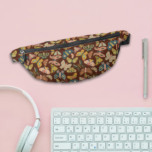 Folk Art Moths Butterflies Pink Blue Brown Bum Bags