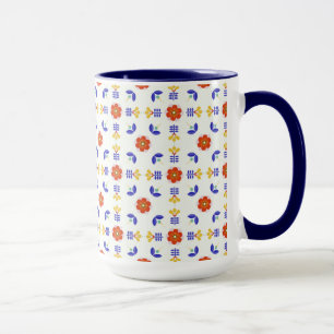 Folk Art Neon Flower Geometric Pattern Mug