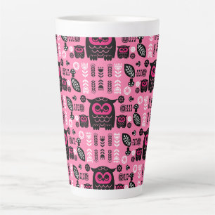 Folk Art Nordic Owl Latte Mug