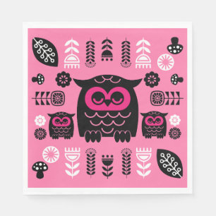Folk Art Nordic Owl Napkin