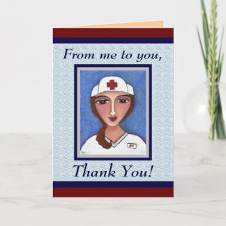Folk Art Nurse - RN / nursing thank you card
