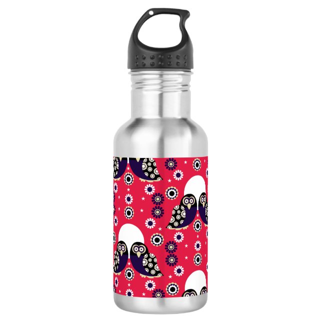 Folk Art Owl 532 Ml Water Bottle (Front)