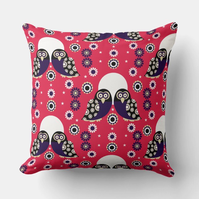 Folk Art Owl Cushion (Front)