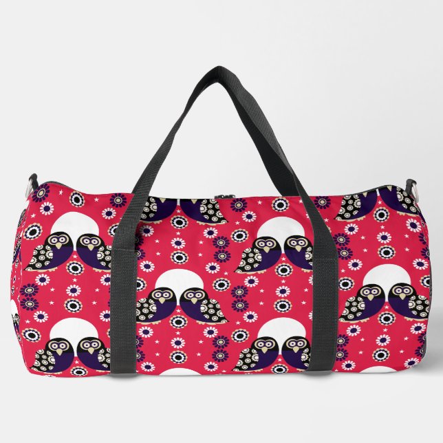 Folk Art Owl Duffle Bag (Front)